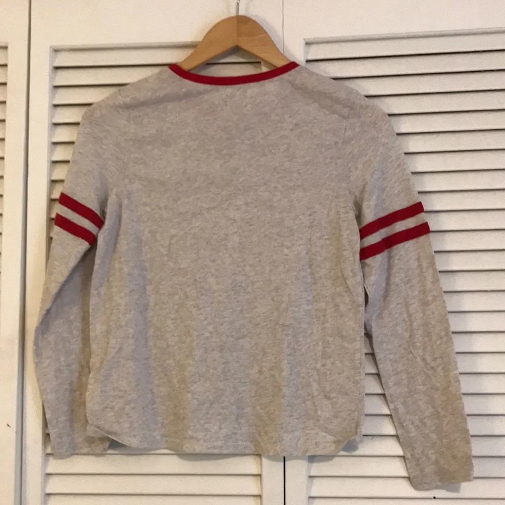 Justice Kids Gray Long Sleeve Shirt with Red Accents SZ 14